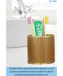 Diş Fırçalığı Tezgah Üstü Altın Renk Diş Fırçası Standı Düz Çizgili Model
